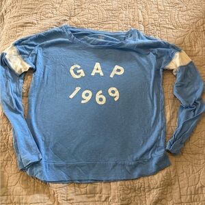 GAP Blue Long Sleeve Tee with White Accents